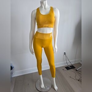 PINK Victoria's Secret Mustard Yellow Leggings and Sports Bra Coord Set S